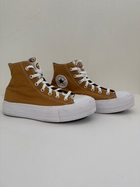 CONVERSE Platform High Top Shoes Womens 9 Mens 8 Mustard Yellow Sneakers